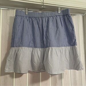 LOFT Blue and White Striped Cotton Skirt
